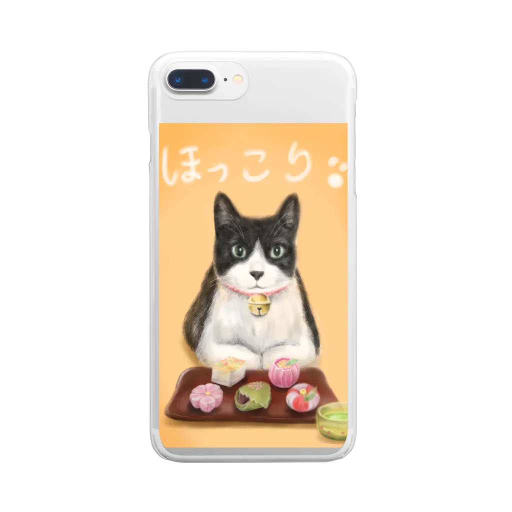 Ａｔｅｌｉｅｒ　Ｈｅｕｒｅｕｘの茶屋猫　上生菓子 Clear Smartphone Case