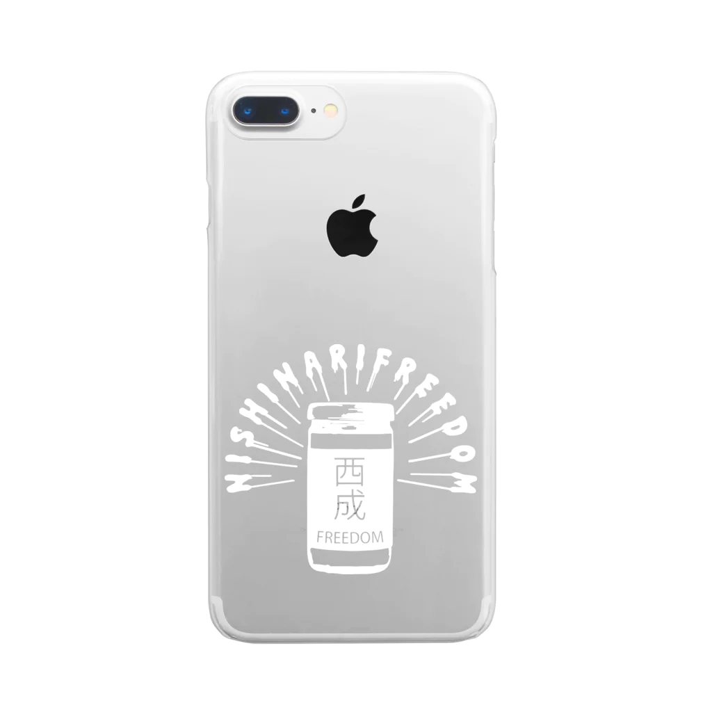 NISHINARIFREEDOMのワンカップFREEDOM (White) Clear Smartphone Case