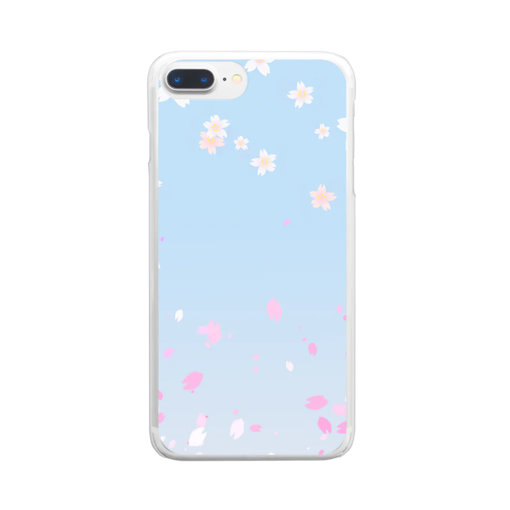 sonoteniの花柄　桜 2-2　ブルー　#109 Clear Smartphone Case