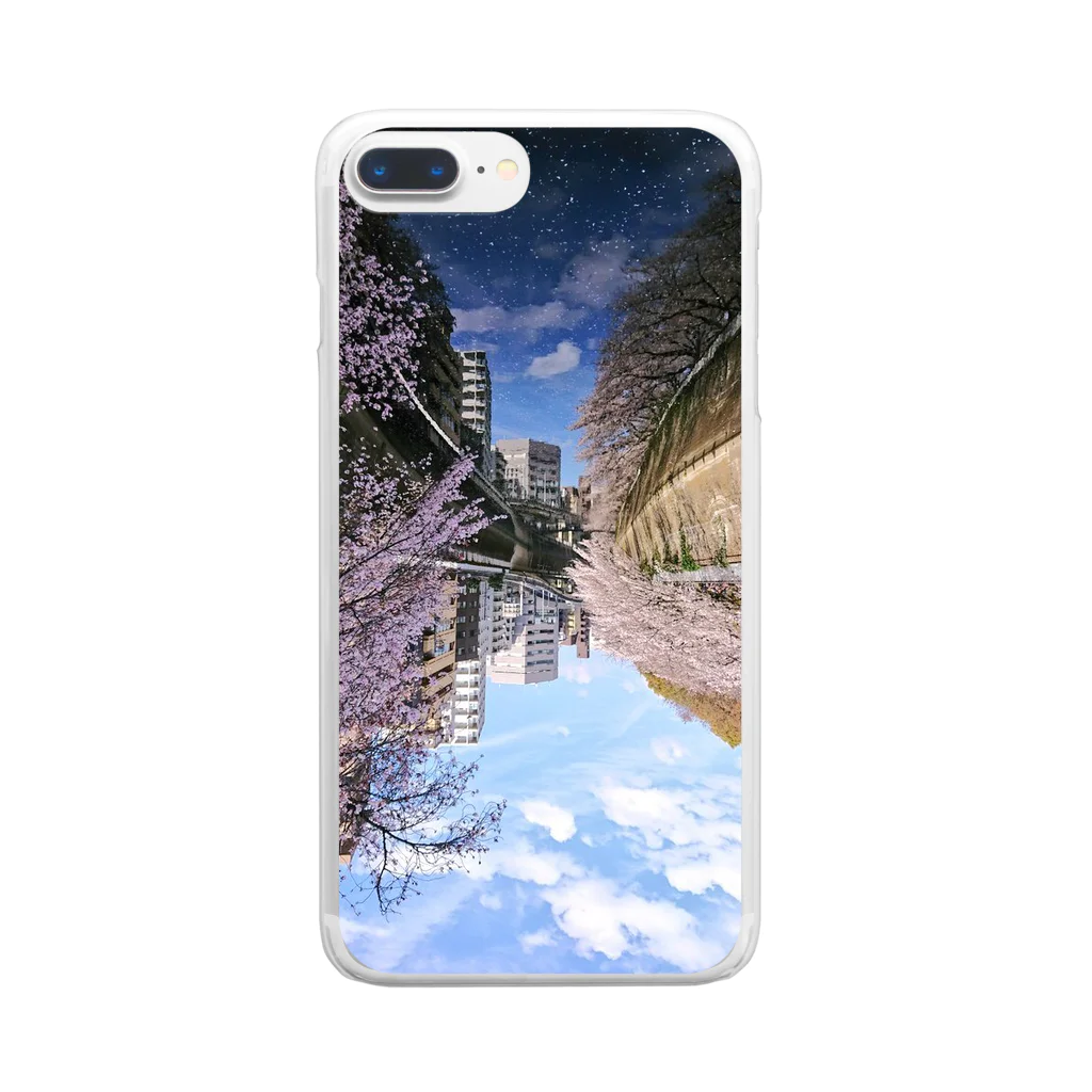 古春一生(Koharu Issey)の桜降る川空へ。 Clear Smartphone Case