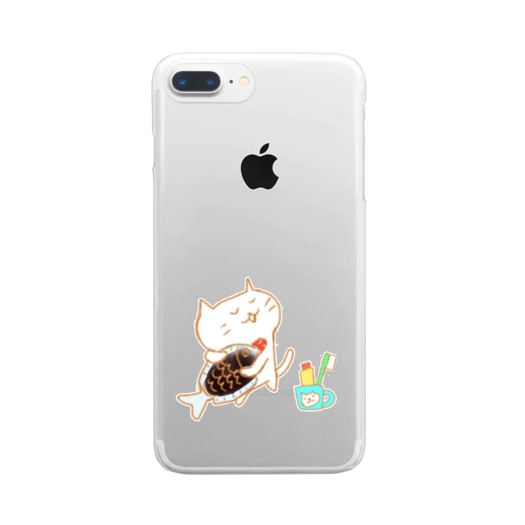Hello Happy Catのお魚スキスキ Clear Smartphone Case