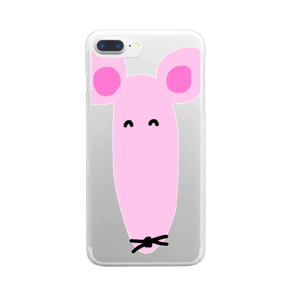 tori_doriのかおながネズミ ピンク Clear Smartphone Case