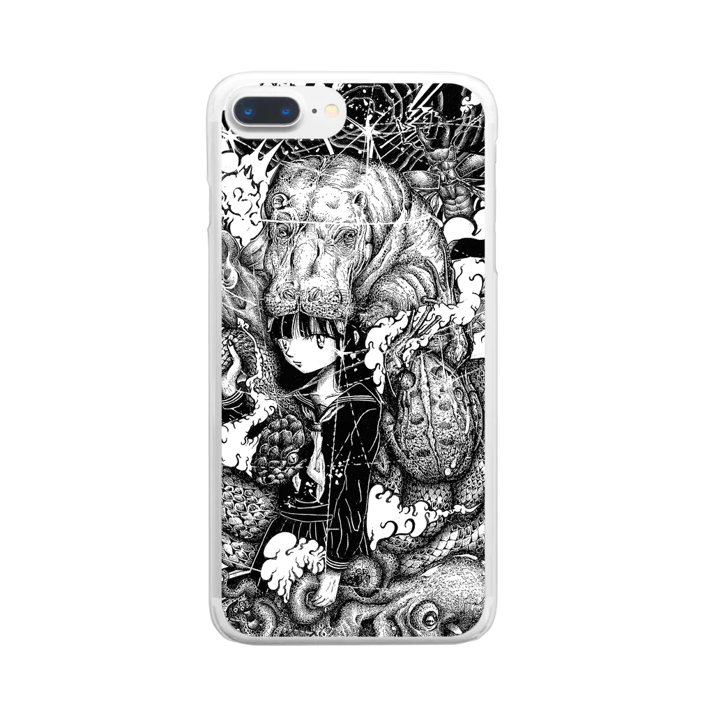 【som】のアニマル女の子パーカー Clear Smartphone Case