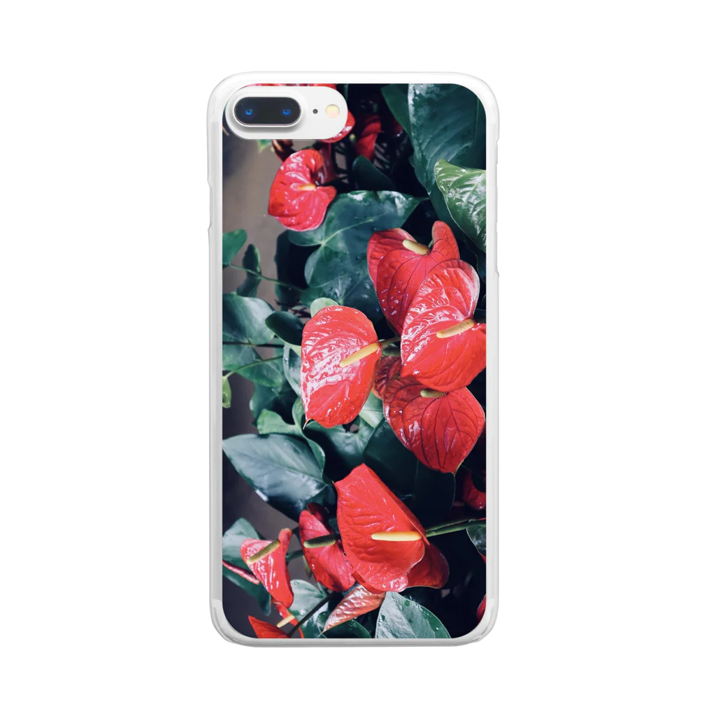 yutoyouのRed Plants Clear Smartphone Case