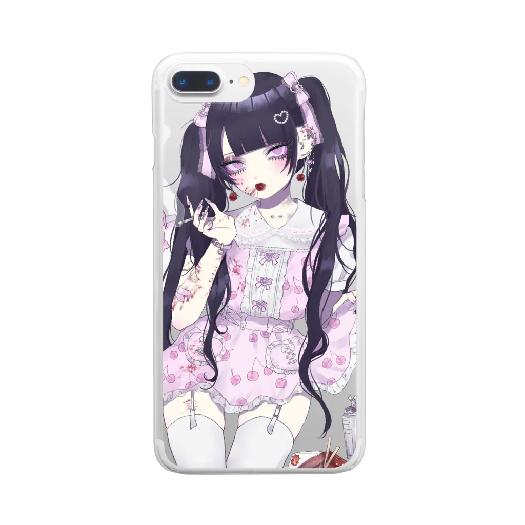 ねぎの黒髪ツイン Clear Smartphone Case