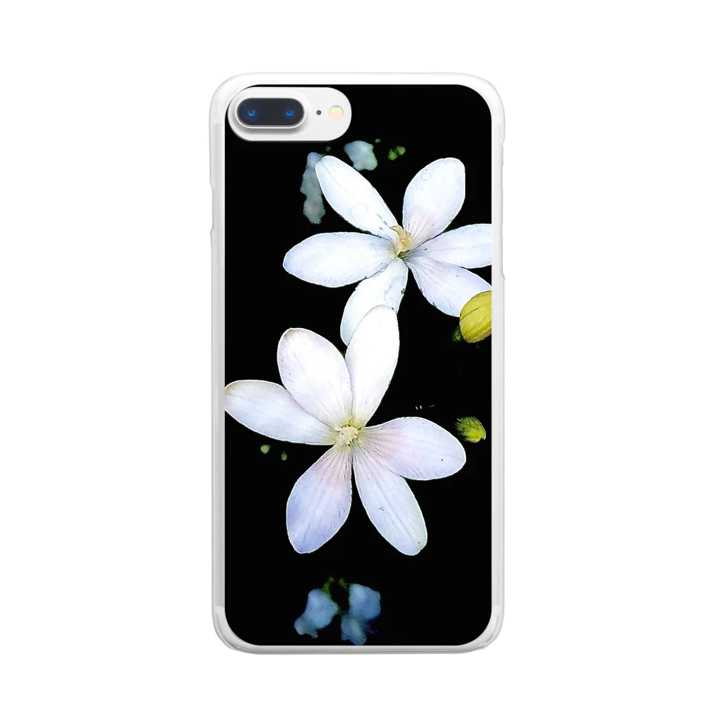 LalaHangeulの道端の花　白花 Clear Smartphone Case