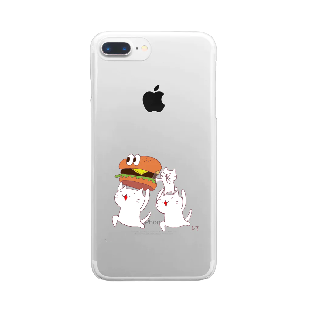 Hello Happy Catのじろにゃんたちとハンバーガー Clear Smartphone Case