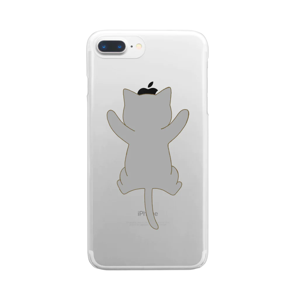 かわいいもののおみせ　いそぎんちゃくのしがみつく灰色猫 Clear Smartphone Case