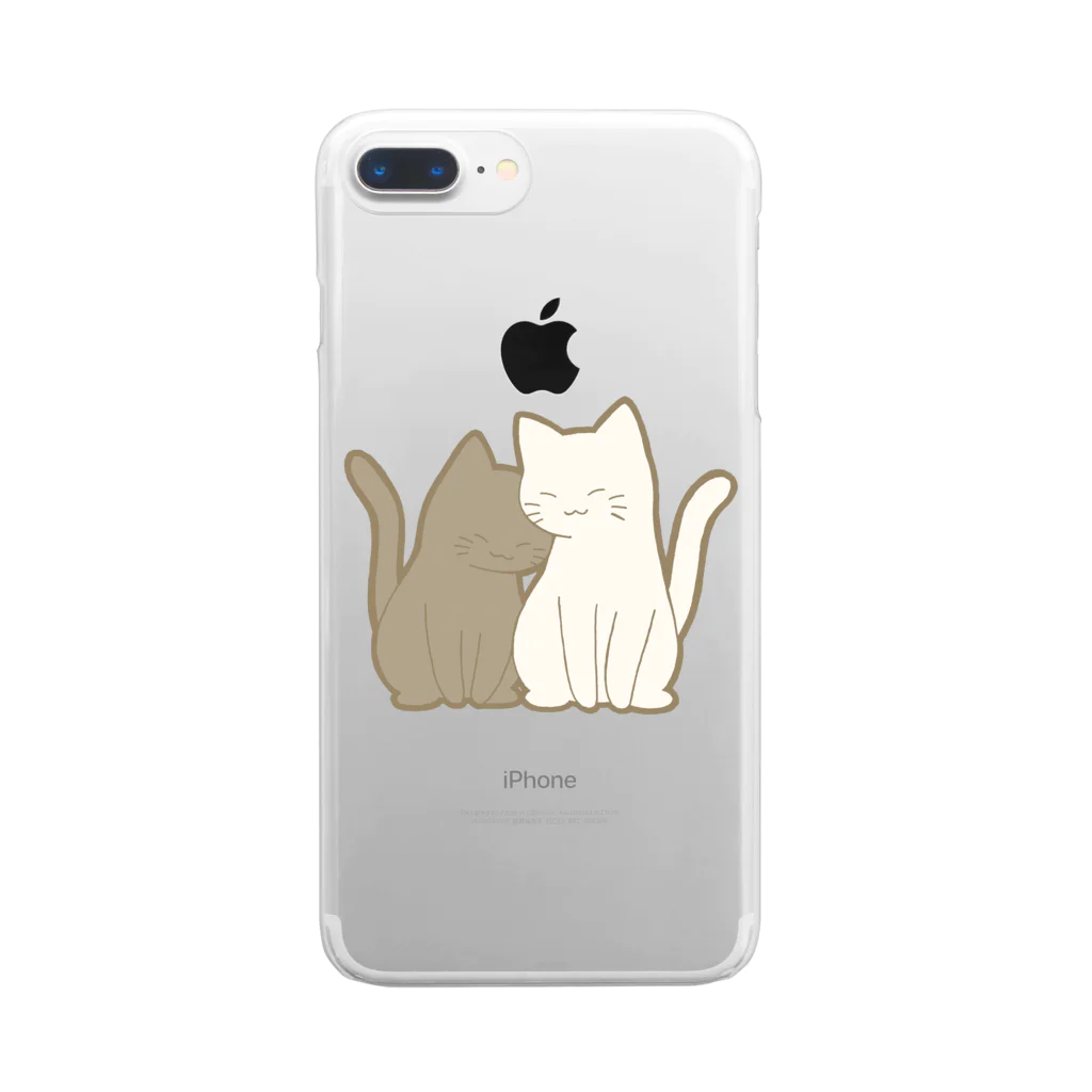 かわいいもののおみせ　いそぎんちゃくの仲良し猫　黒&白 Clear Smartphone Case