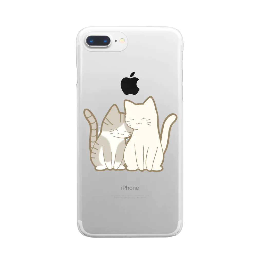 かわいいもののおみせ　いそぎんちゃくの仲良し猫　サバ白&白 Clear Smartphone Case