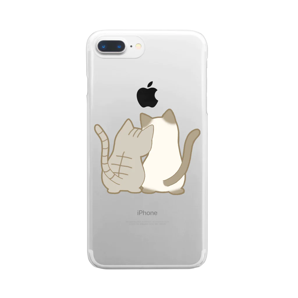 かわいいもののおみせ　いそぎんちゃくの仲良し猫の背中　鯖トラ&ポインテッド Clear Smartphone Case