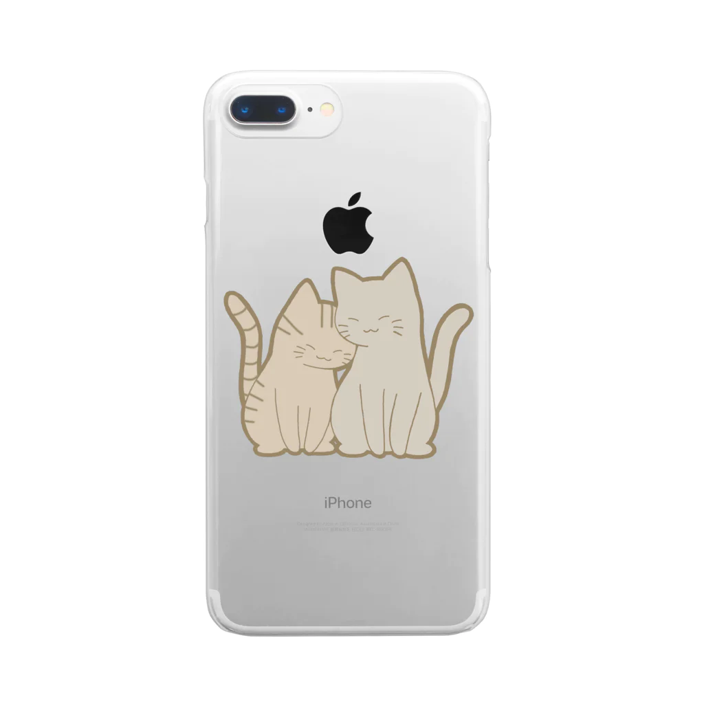 かわいいもののおみせ　いそぎんちゃくの仲良し猫　キジトラ&灰 Clear Smartphone Case