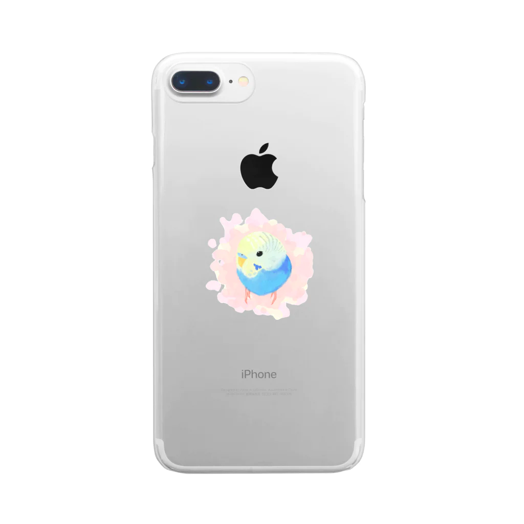 まめるりはことりのまるまるセキセイインコ【まめるりはことり】 Clear Smartphone Case