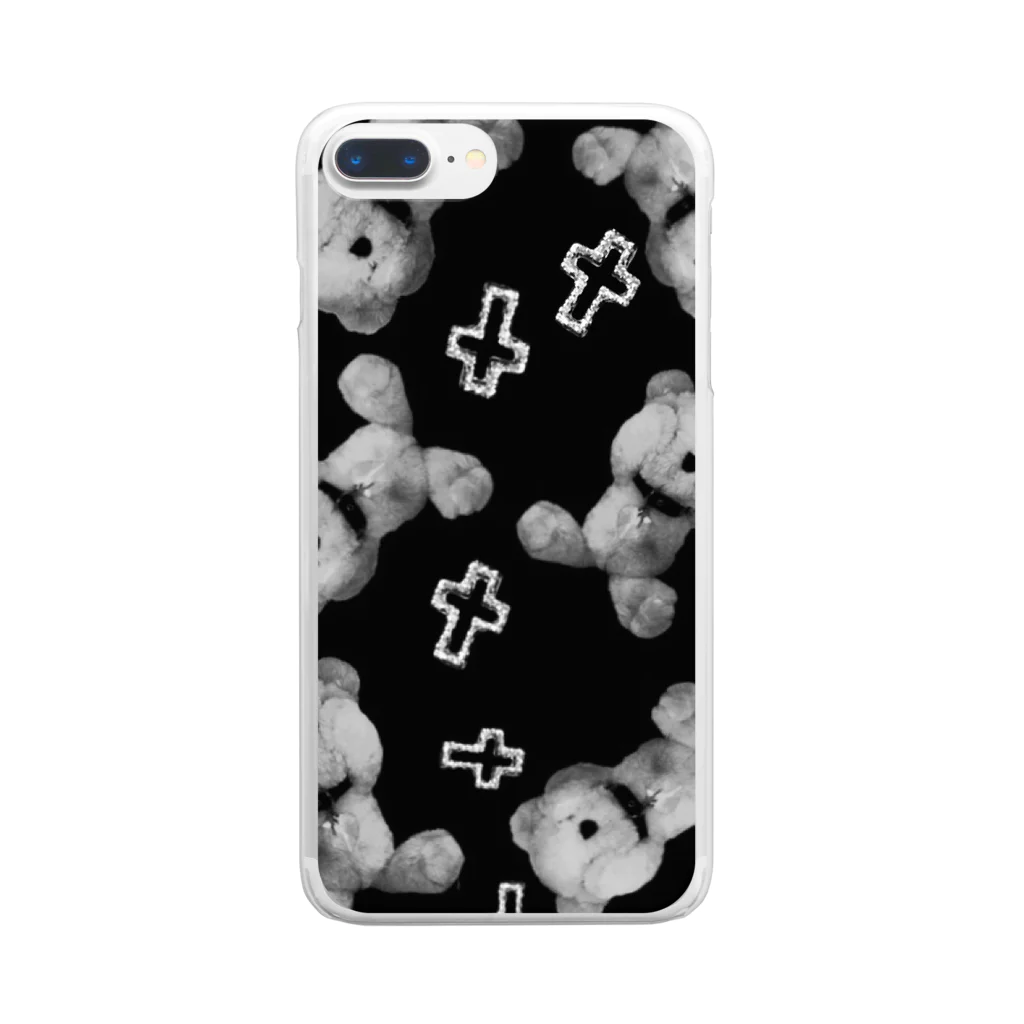 💜Salon de Lucia💜のPeek-a-boo CROSS Teddy Monochrome Random Clear Smartphone Case