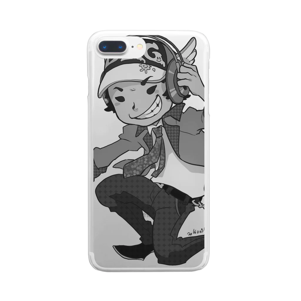 でき心。🖤。のでき心。アイコンキャラクターモノクロ Clear Smartphone Case