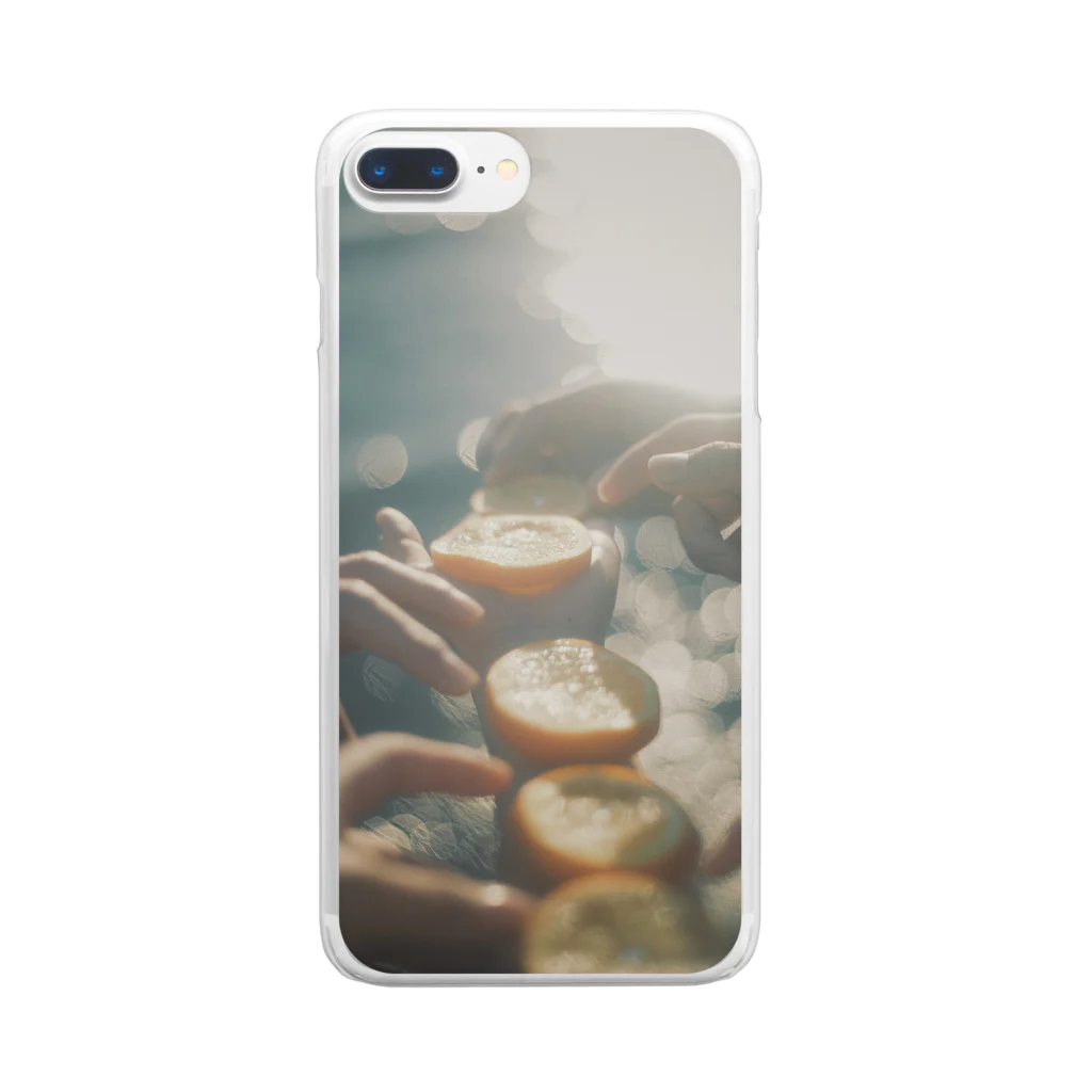 𝑀𝓊𝓂𝑒の海とオレンジ Clear Smartphone Case