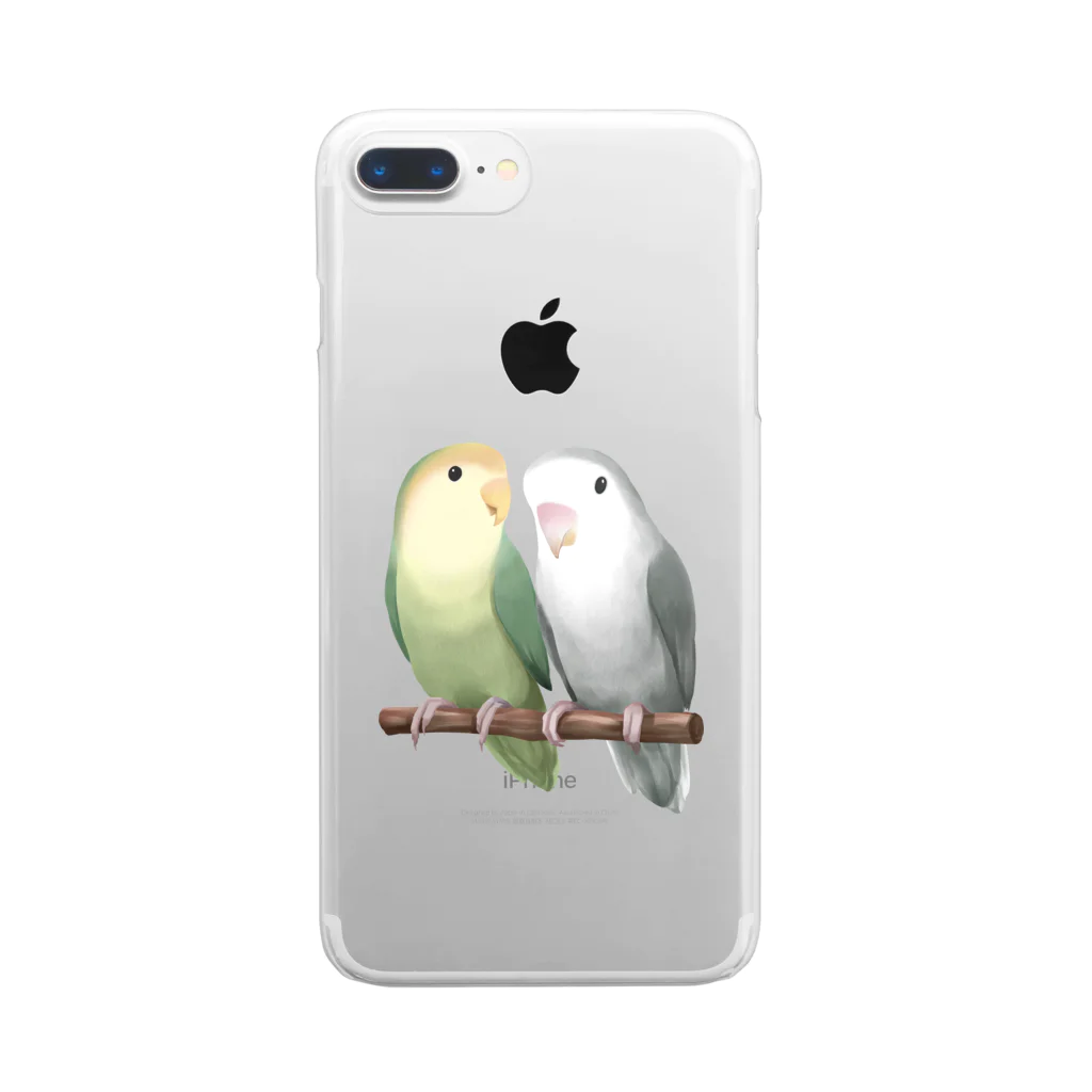 まめるりはことりのコザクラインコ　モーブとオリーブ【まめるりはことり】 Clear Smartphone Case