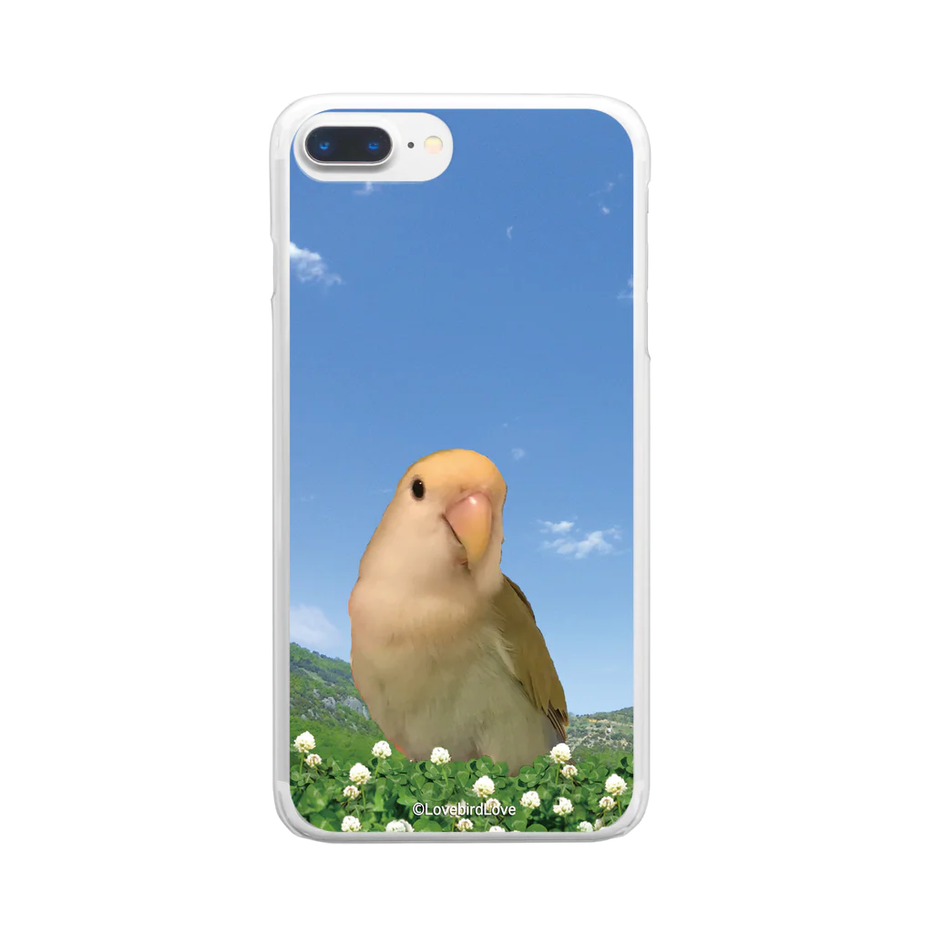 コザクラインコSHOP (kotorigoto/Lovebirdlove)のCLOVER_seagreen Clear Smartphone Case