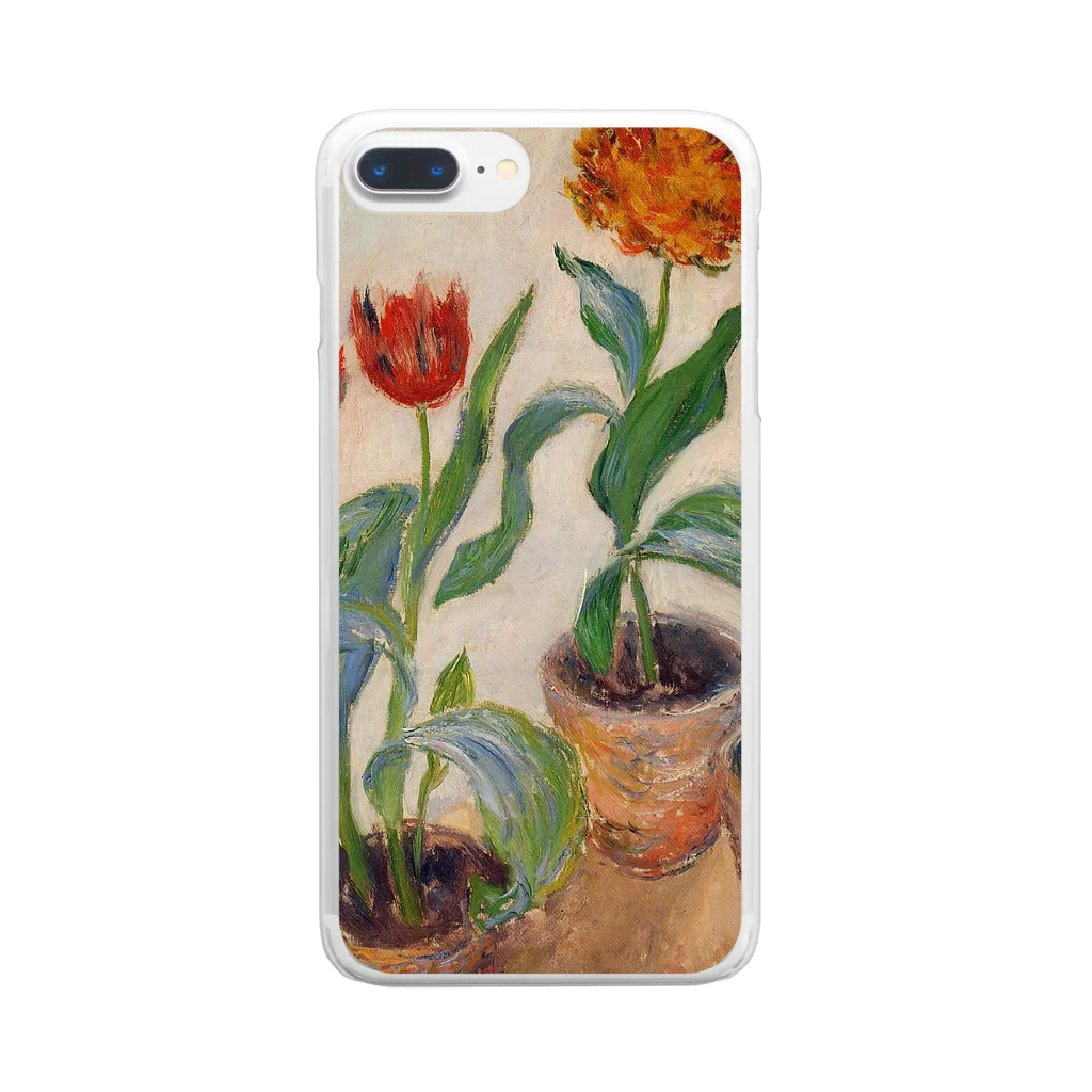 Art Baseのクロード・モネ / 1883 / Three Pots of Tulips / Claude Monet Clear Smartphone Case