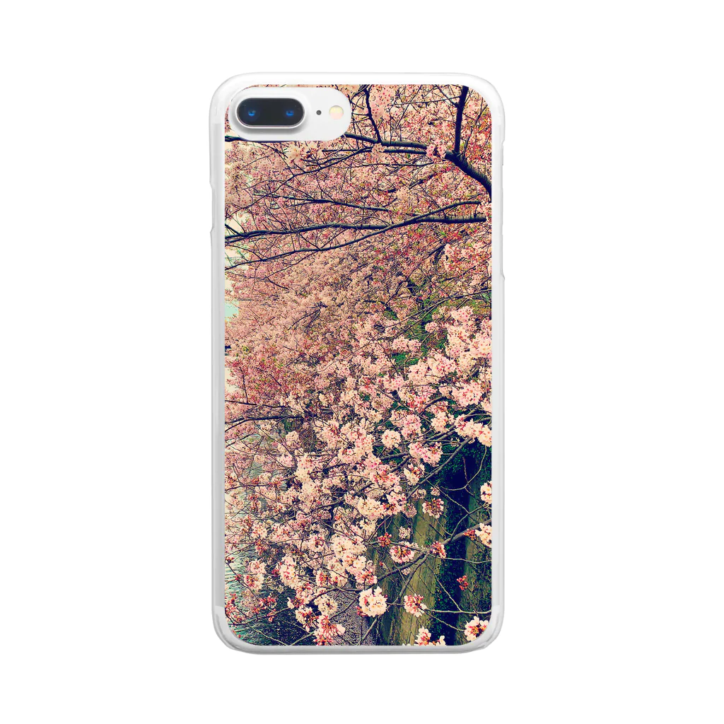 日本風景と自然風景の桜　目黒 クリアスマホケース
