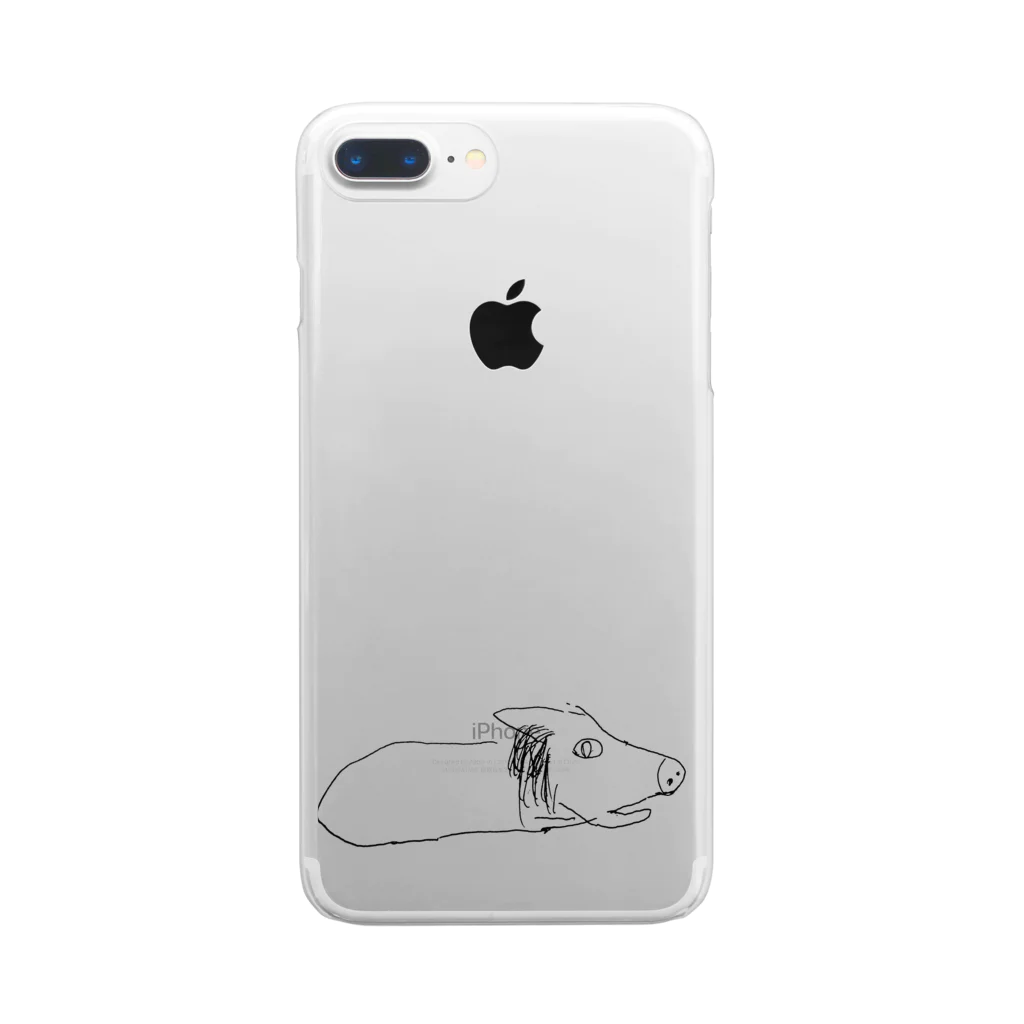 unko unkoの膝上テレビ見の犬 Clear Smartphone Case