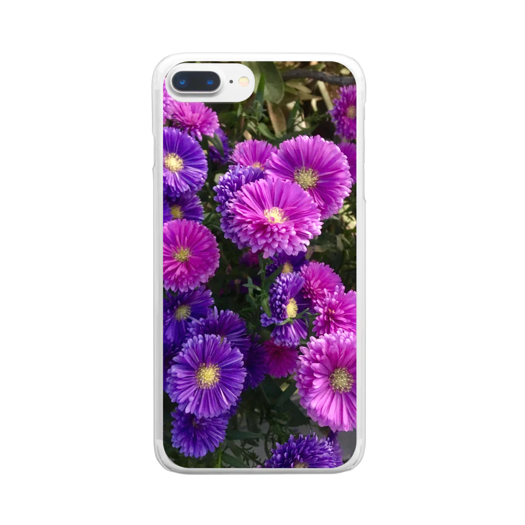 ミーミーショップの花ざかりのアスター【お花シリーズ】 Clear Smartphone Case