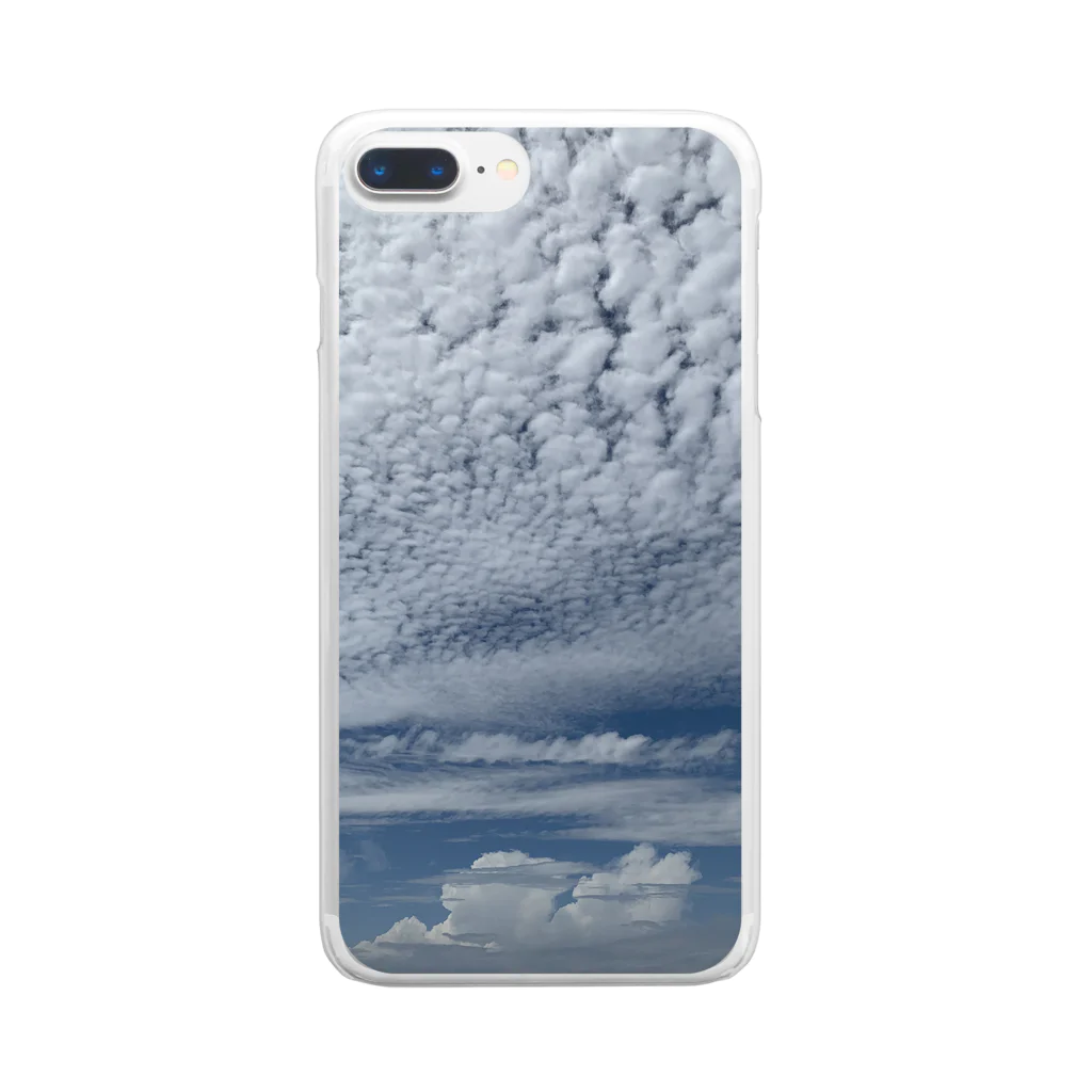 kumaneko-の青空と雲 Clear Smartphone Case