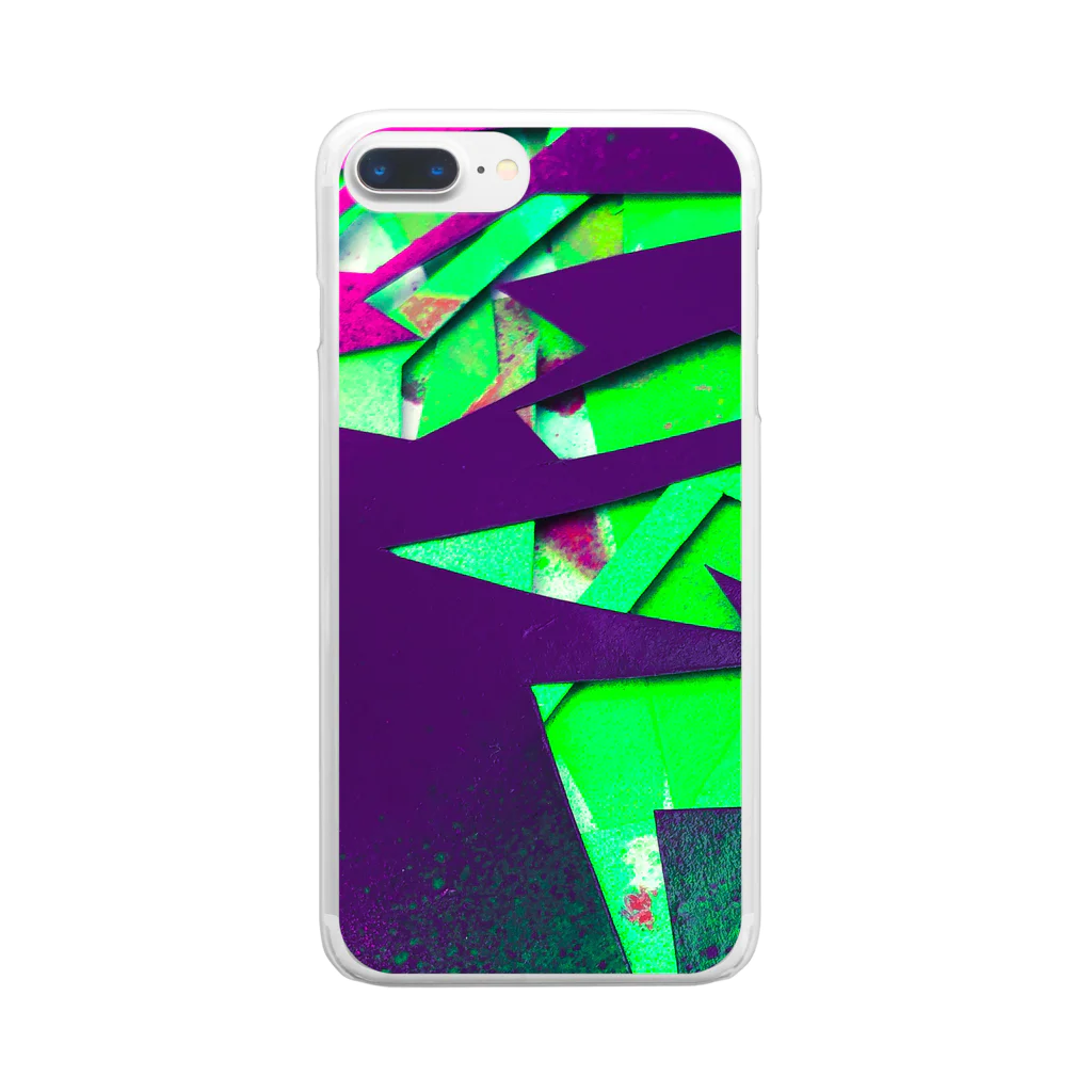 iNvisibleColorsの Full graphic Stencil GREEN Clear Smartphone Case