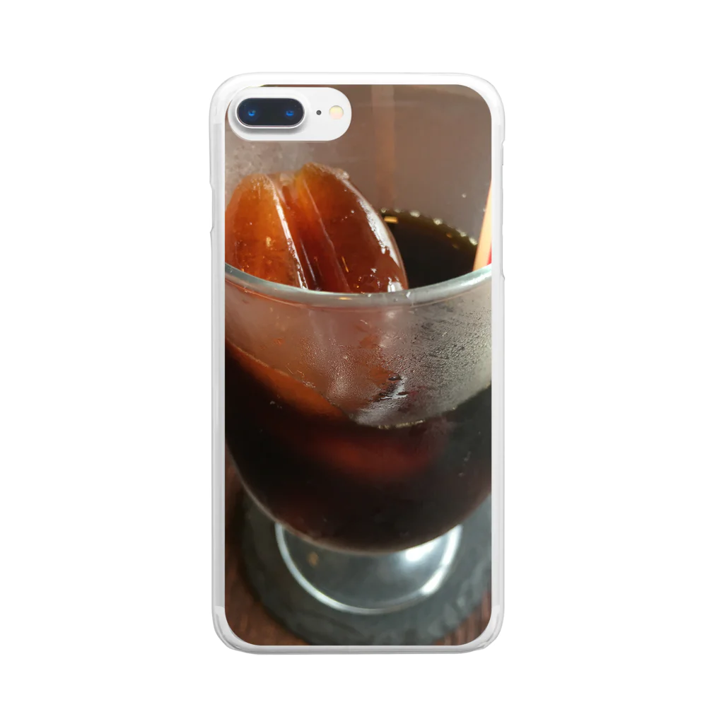 時間泥棒の珈琲豆氷のアイスコーヒー Clear Smartphone Case