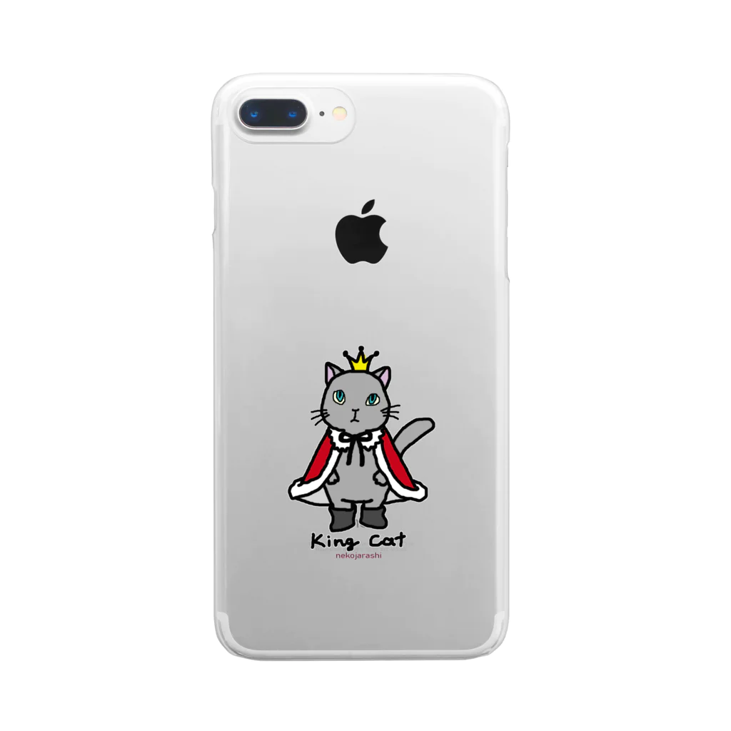 ゆきだるまころころのねこの王様＊赤 Clear Smartphone Case