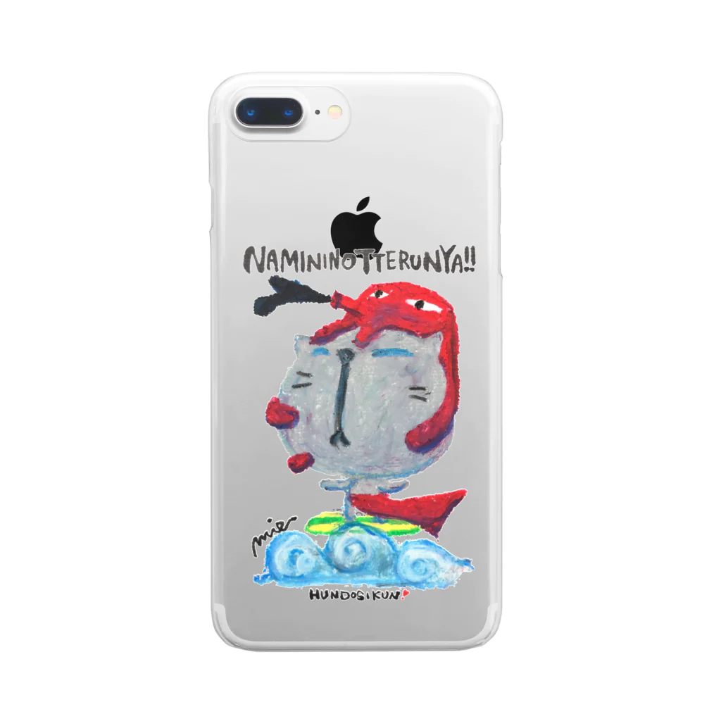 MIECHAN8787'S GALLERYのふんどし君❣️～波のりにゃんこ～ Clear Smartphone Case