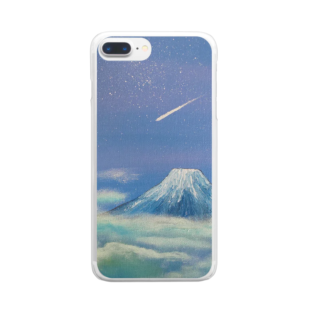 siro556の夜の富士山 Clear Smartphone Case