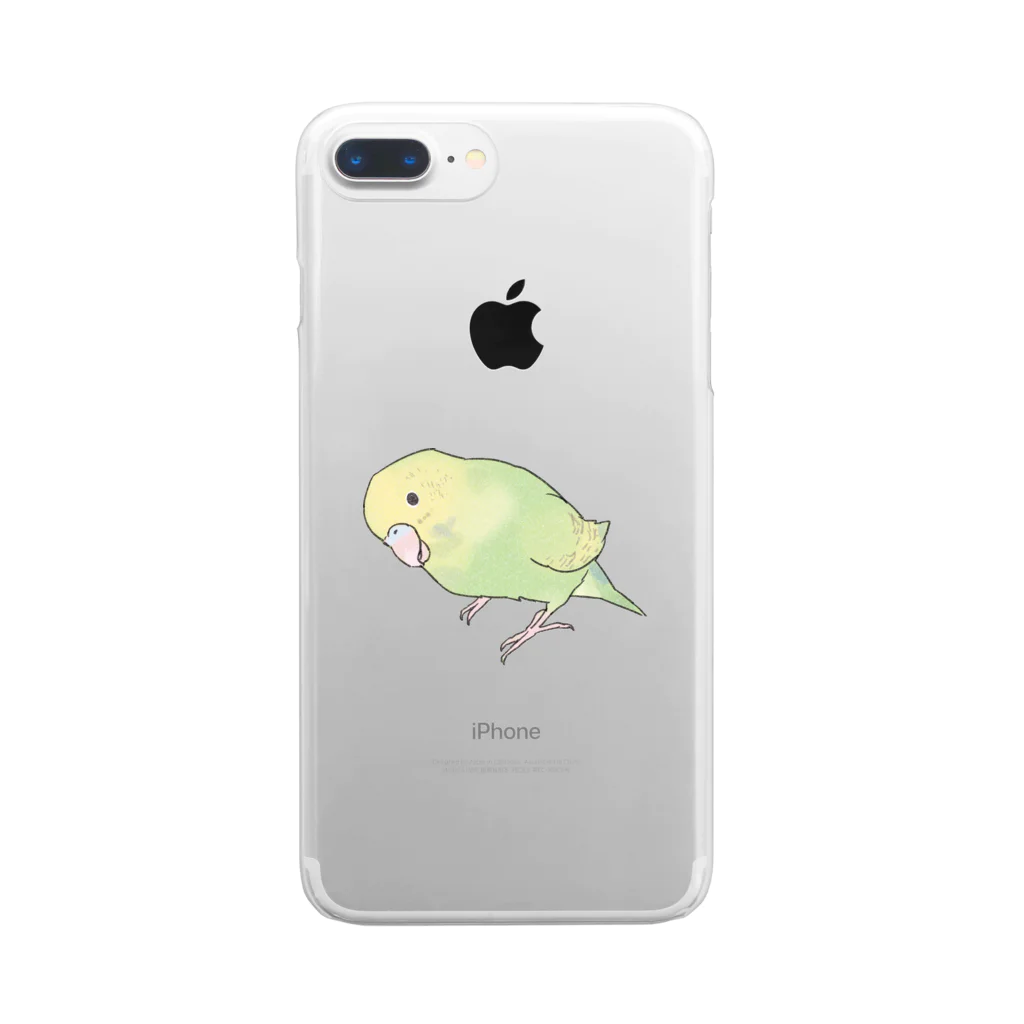 まめるりはことりの首傾げ　スパングルセキセイインコちゃん【まめるりはことり】 Clear Smartphone Case