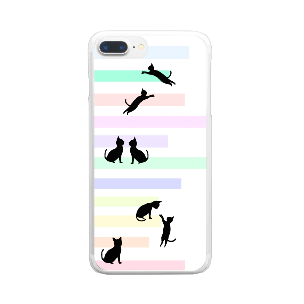 shizenhaの猫(ネコ)とパステルカラーの階段 Clear Smartphone Case