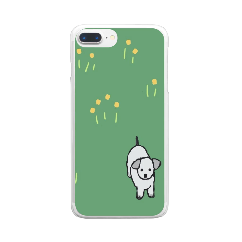ヨボみの野原に立つ犬 Clear Smartphone Case