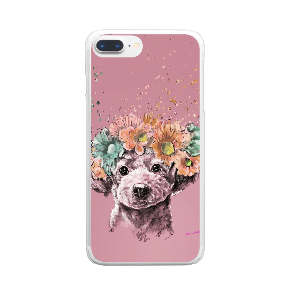 🤎C.S.K🤎のフラワーアートなトイプー🐩🌸 Clear Smartphone Case