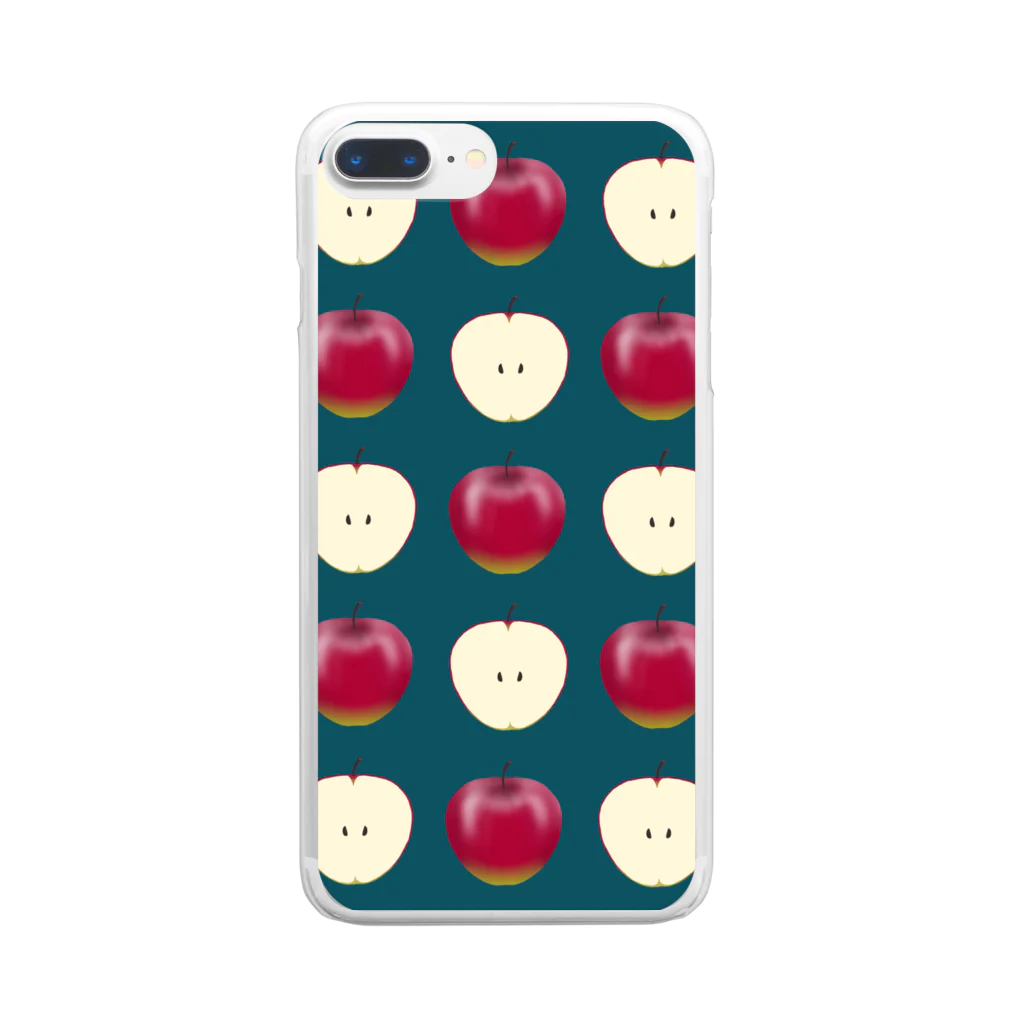 TinyMiry(タイニーミリー)のちょっと毒々しい赤リンゴ柄 Clear Smartphone Case