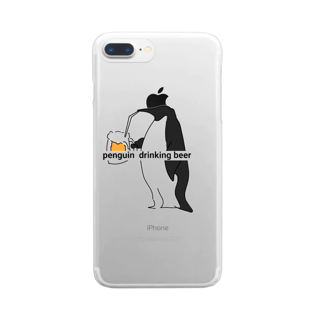 karaagekaraageのpenguin drinking beer Clear Smartphone Case