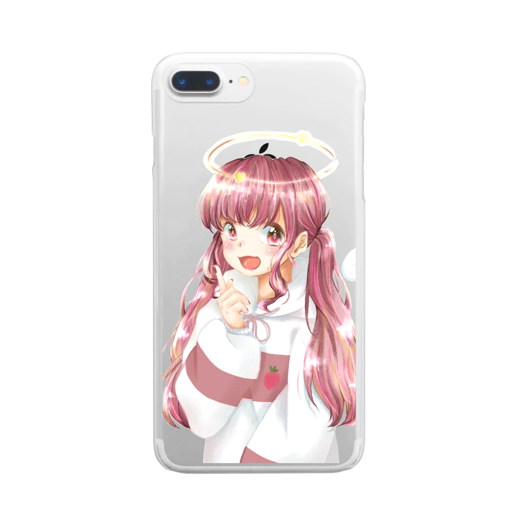 彩る葉っぱなの～のいちごちゃん Clear Smartphone Case