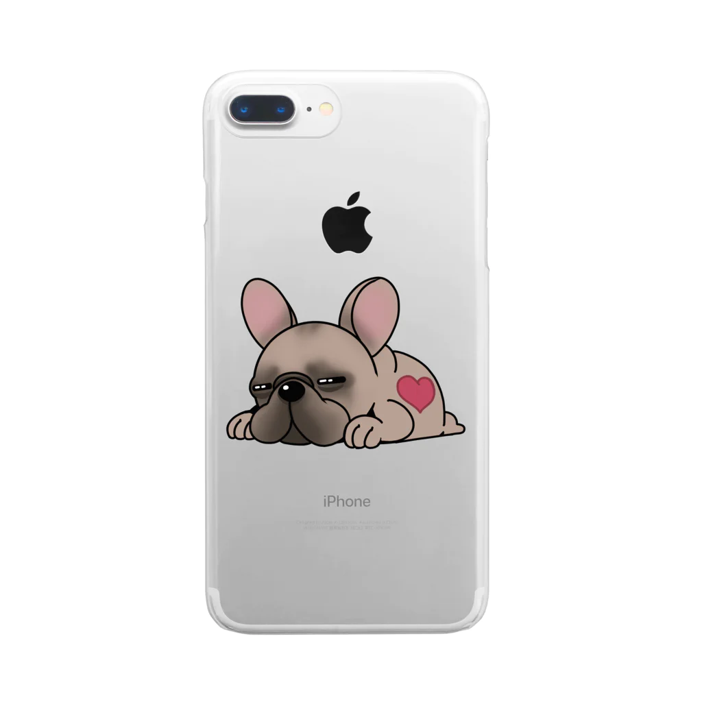 揺れるブヒ犬 Wiggly Pooch のふて寝のフレブル Clear Smartphone Case
