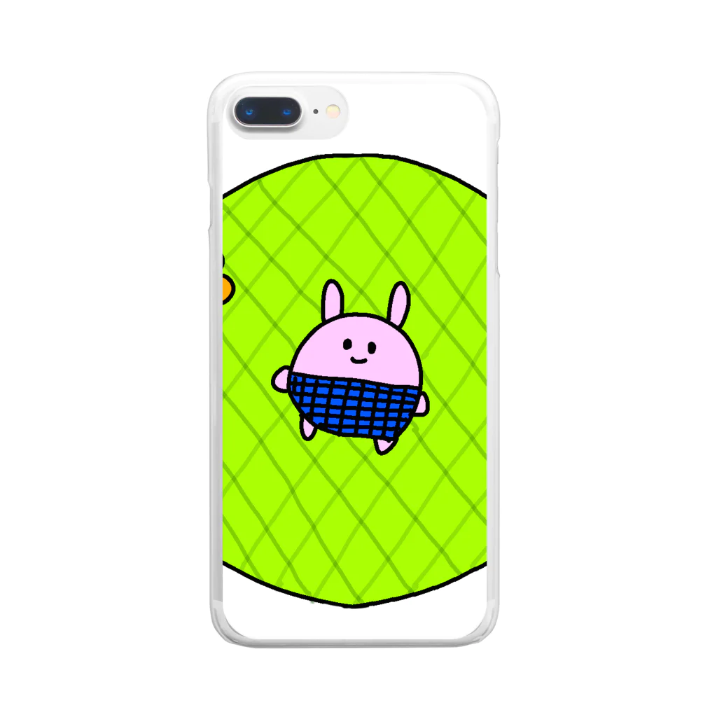 ストライプのうさちゃん原っぱ Clear Smartphone Case