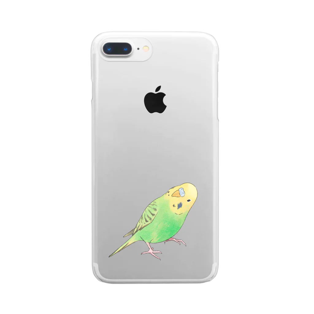 まめるりはことりの首傾げセキセイインコ　ピーちゃん【まめるりはことり】 Clear Smartphone Case