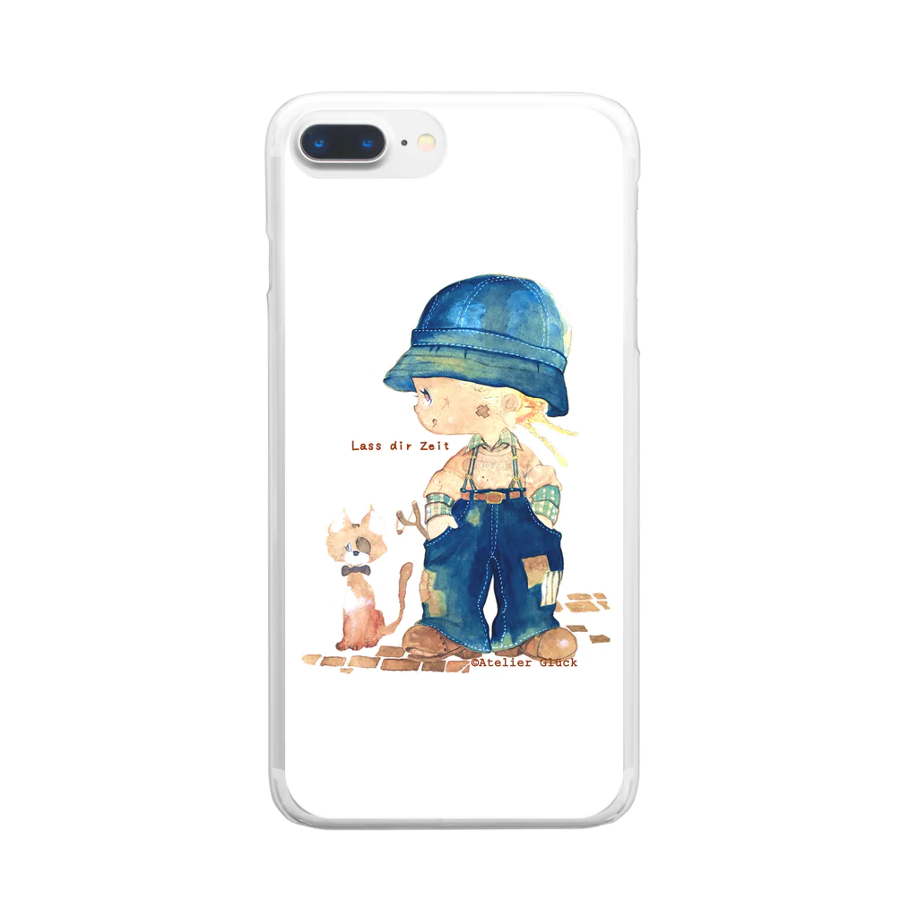 AtelierGluckのグリュックガール Lass dir Zeit Clear Smartphone Case