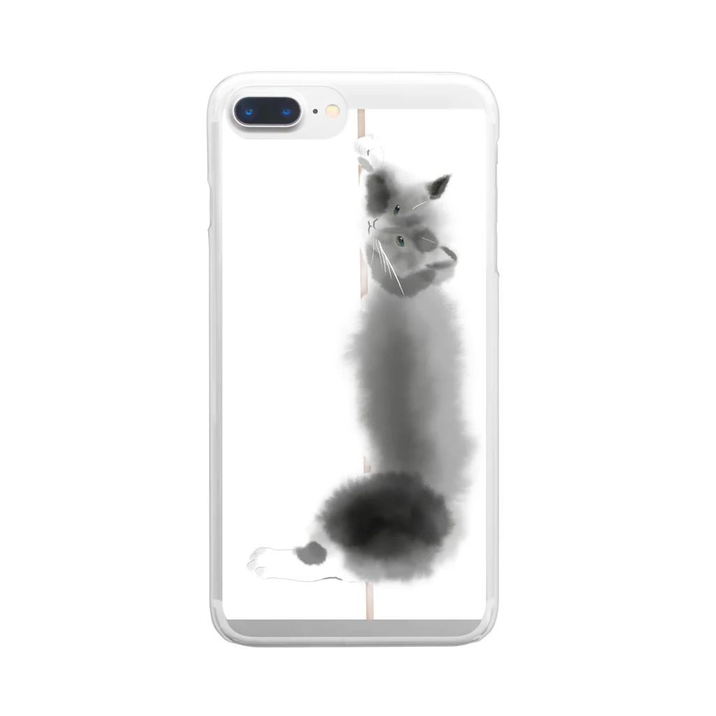 C Nのノルウェージャンフォレストキャット黒猫 Clear Smartphone Case