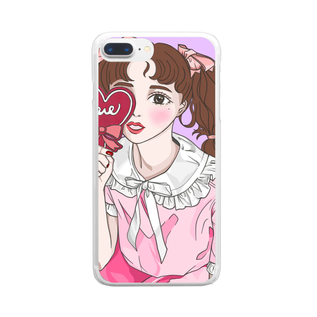 Pinkpopのピンクだらけの女の子 Clear Smartphone Case