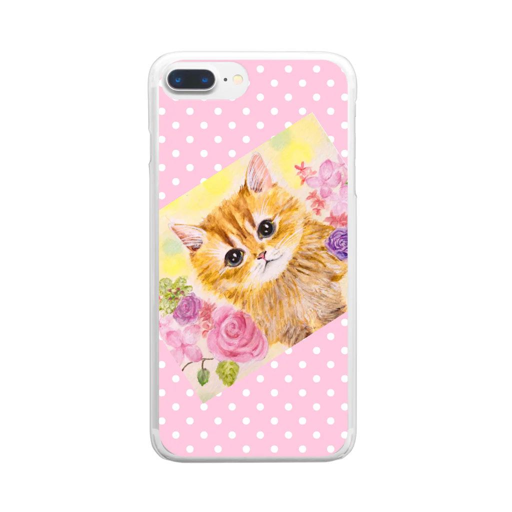 kauri tree の花と子猫 Clear Smartphone Case