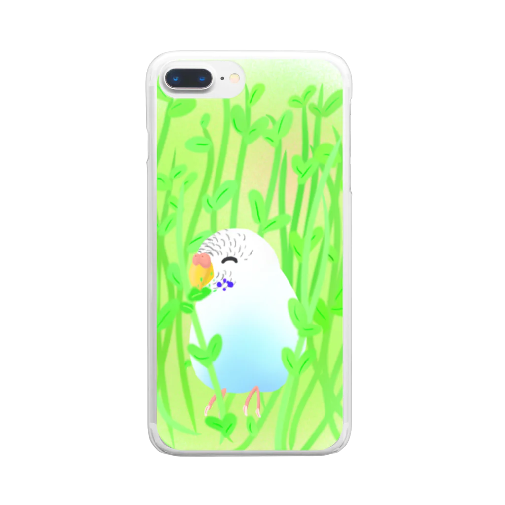 Lily bird（リリーバード）の豆苗まみれのセキセイちゃん Clear Smartphone Case