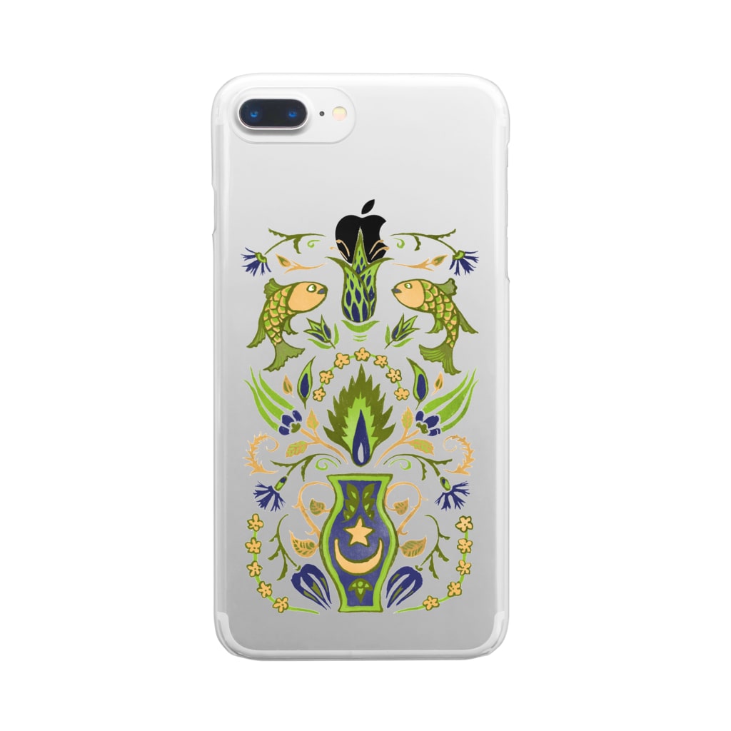 Akane Yabushita SUZURI Shopの🇹🇷トルコのイズニックタイル【オリーブ】 Clear Smartphone Case