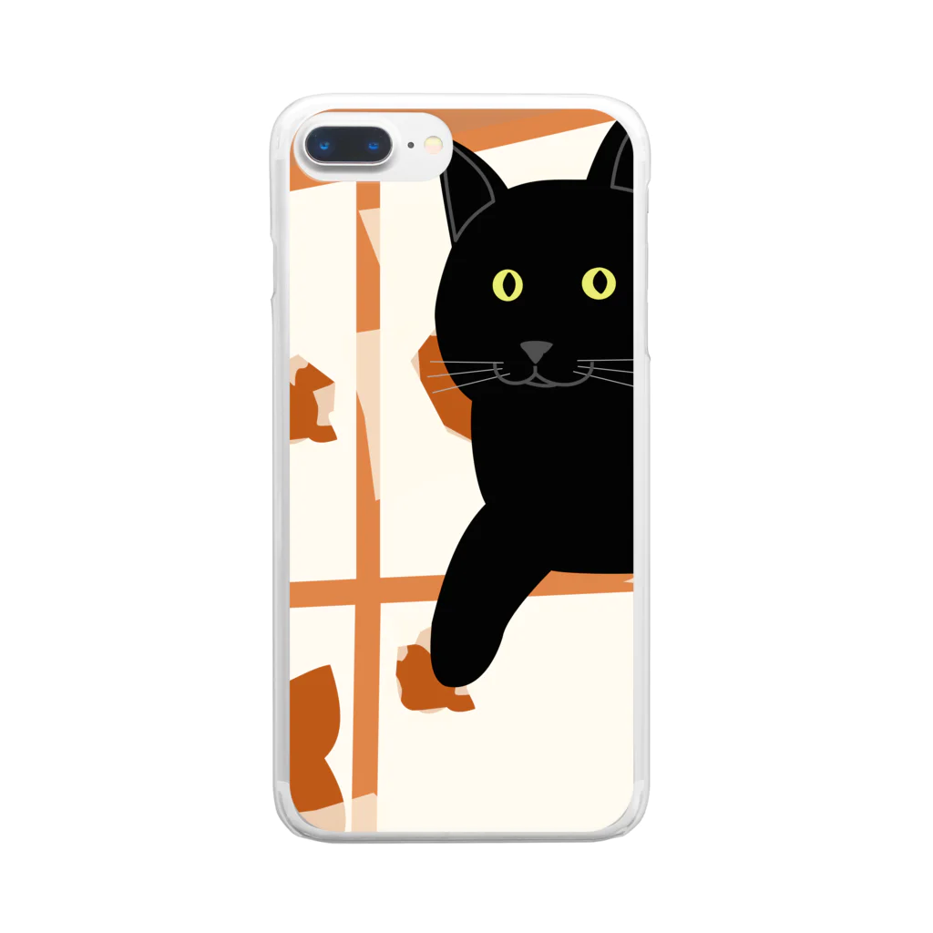 Noko's SHOPのいたずら猫　障子破り Clear Smartphone Case