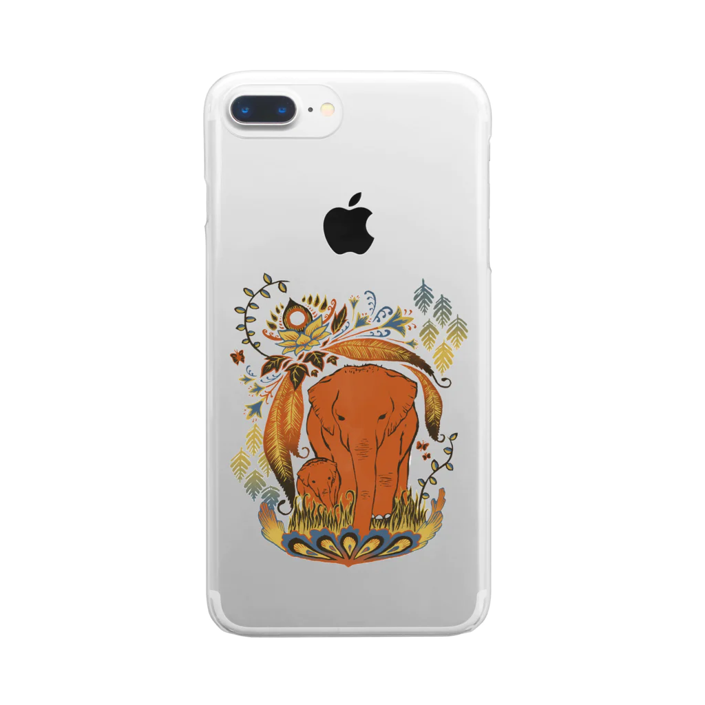 IZANAMI by Akane Yabushitaのゾウの親子🐘 Clear Smartphone Case